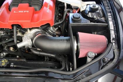 JLT 12-15 Chevrolet Camaro ZL1 Black Textured Big Air Intake Kit w/Red Filter - Tune Req - GUMOTORSPORT