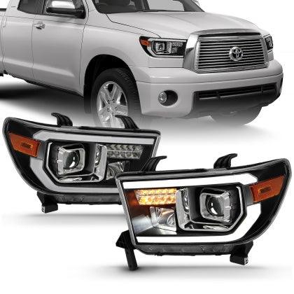 ANZO 2007 - 2014 Toyota Tundra Projector Light Bar H.L Black Amber (Led High Beam) (Halogen Version) - GUMOTORSPORT