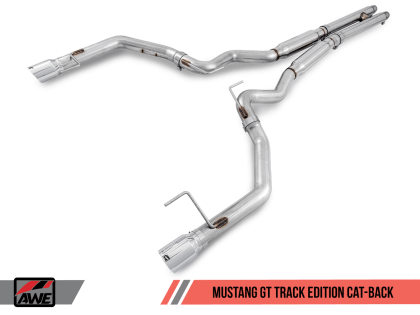 AWE Tuning S550 Mustang GT Cat-back Exhaust - Track Edition (Chrome Silver Tips) - GUMOTORSPORT