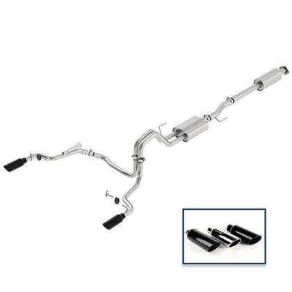 Ford Racing 2015 - 2018 F-150 2.7L Cat-Back Sport Exhaust System - Rear Exit Black Chrome Tips - GUMOTORSPORT