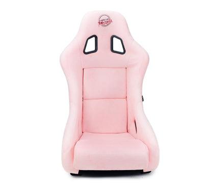 NRG FRP Bucket Seat Prisma Edition w/ Pearlized Back and Pink Alcantara (Medium) - GUMOTORSPORT