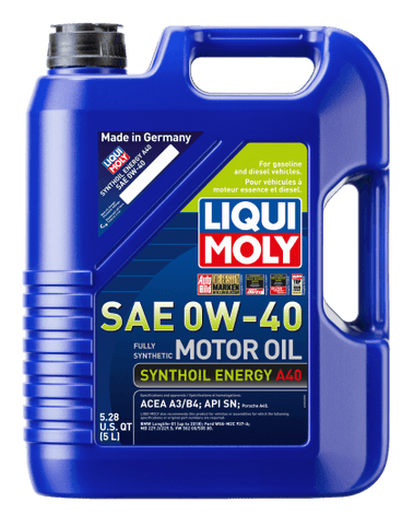 LIQUI MOLY 5L Synthoil Energy A40 Motor Oil SAE 0W40 - GUMOTORSPORT