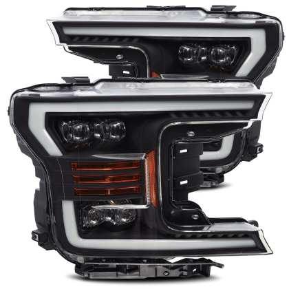 AlphaRex 18-19 Ford F-150 NOVA LED Proj Headlights Plank Style Matte Black w/Activ Light/Seq Signal - GUMOTORSPORT