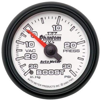 Autometer Phantom II 52.4mm Mechanical Vacuum / Boost Gauge 30 In. HG/30 PSI - GUMOTORSPORT