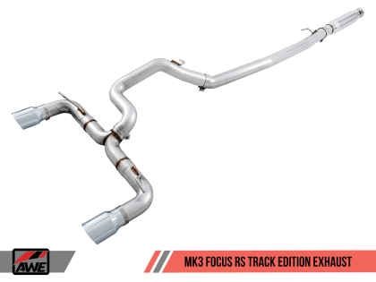 AWE Cat-Back Exhaust System Track Edition Stainless Steel 3" With 4-1/2" Chrome Silver Tips Focus RS 2016-2018 - GUMOTORSPORT