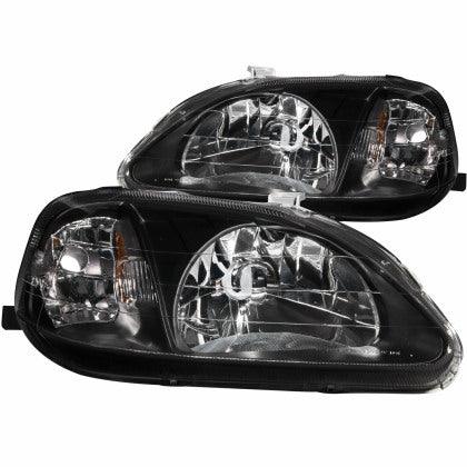 ANZO 1999-2000 Honda Civic Crystal Headlights Black - GUMOTORSPORT