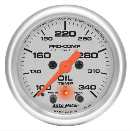 Autometer Ultra-Lite 2-1/16in. / 340 Degree F (Stepper Motor w/Peak & Warn) Oil Temperature Gauge - GUMOTORSPORT