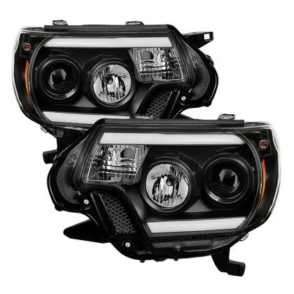 Spyder Toyota Tacoma 12-15 Projector Headlights Light Bar DRL Black PRO-YD-TT12-LBDRL-BK - GUMOTORSPORT