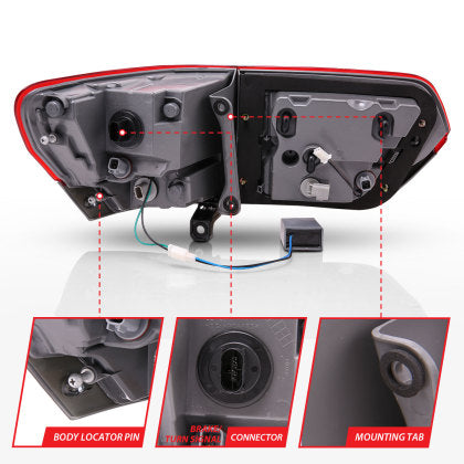 ANZO 2014 - 2022 Jeep Grand Cherokee LED Taillights Red/Smoke