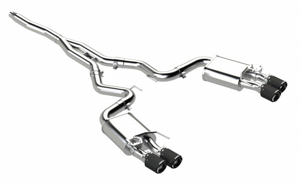 MBRP 3" Cat-Back, 2018-2023 Ford Mustang 2.3L EcoBoost, Active Exhaust, T304 Stainless Steel, Quad Rear Exit w/ CF Tips