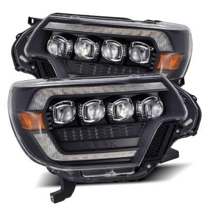 AlphaRex 12-15 Toyota Tacoma NOVA LED Proj Headlights Plank Style Black w/Activ Light/Seq Signal/DRL - GUMOTORSPORT