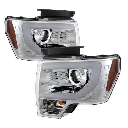 Spyder Ford F150 09-14 Projector Headlights Halogen Model- Light Bar DRL Chrm PRO-YD-FF15009-LBDRL-C - GUMOTORSPORT