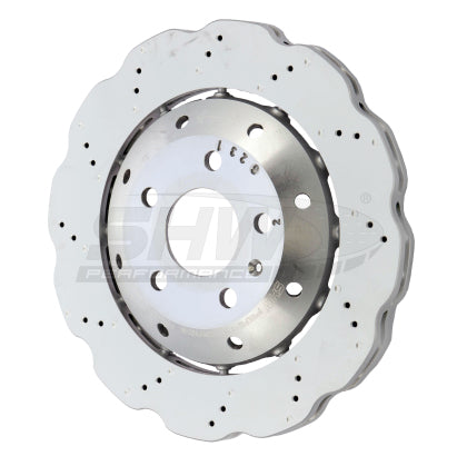 SHW 13-15 Audi RS5 4.2L Rear Drilled-Dimpled Lightweight Wavy Brake Rotor