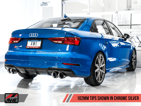 AWE Tuning 2013 - 2021 Audi 8V S3 SwitchPath Exhaust w/Chrome Silver Tips 102mm - GUMOTORSPORT