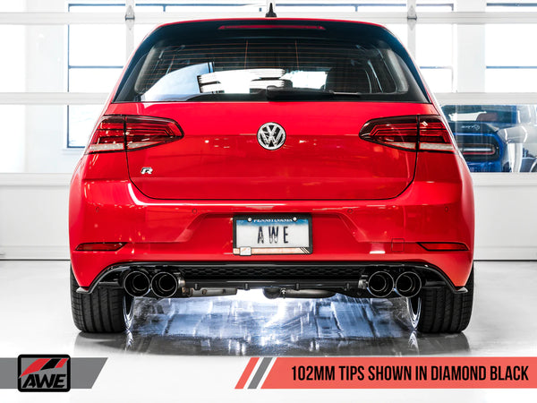 AWE Tuning 2015 - 2017 Volkswagen Golf R MK7 Track Edition Exhaust - Diamond Black Tips (102mm) - GUMOTORSPORT