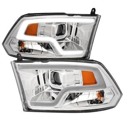 ANZO 09-18 Dodge Ram 1500 Plank Style Projector Headlights Chrome w/ Halo - GUMOTORSPORT