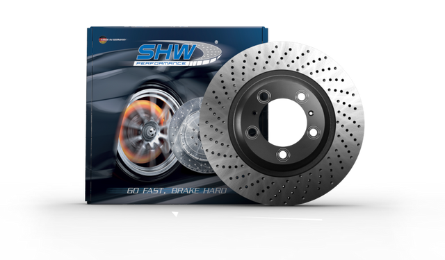 SHW 2017 - 2022 Porsche 718 Boxster 2.0L w/o Ceramic Brakes Rear Cross-Drilled MB Brake Rotor - GUMOTORSPORT