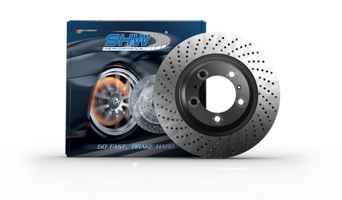 SHW 2017 - 2022 Porsche 718 Boxster 2.0L w/o Ceramic Brakes Rear Cross-Drilled MB Brake Rotor - GUMOTORSPORT