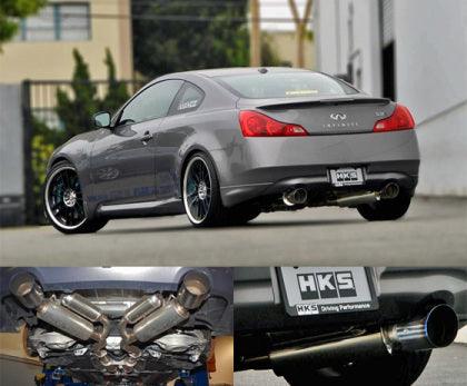 HKS  2008 - 2015 Infiniti G37 Coupe Dual Hi-Power Titanium Tip Catback Exhaust - GUMOTORSPORT