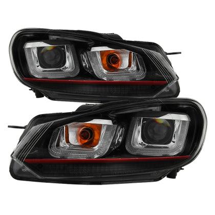 Spyder Volkswagen Golf / GTI 2010 - 2013 Version 3 Projector Headlights - Black PRO-YD-VG10V3R-DRL-BK - GUMOTORSPORT