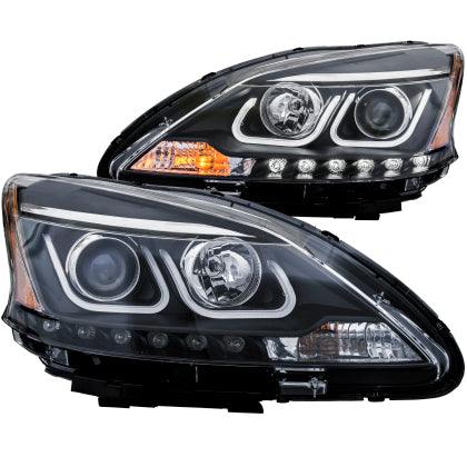 ANZO 2013-2015 Nissan Sentra Projector Headlights w/ U-Bar Black - GUMOTORSPORT
