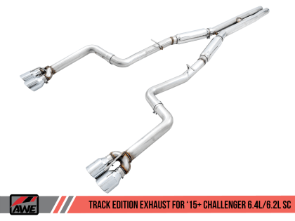 AWE Tuning 2015+ Dodge Challenger 6.4L/6.2L SC Track Edition Exhaust - Quad Diamond Black Tips - GUMOTORSPORT