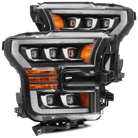 AlphaRex 17-20 Ford Raptor NOVA LED Proj Headlights Plank Style Alpha Black w/Activ Light/Seq Signal - GUMOTORSPORT