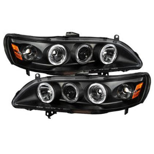 Spyder Honda Accord 98-02 Projector Headlights LED Halo Amber Reflctr Blk PRO-YD-HA98-AM-BK - GUMOTORSPORT