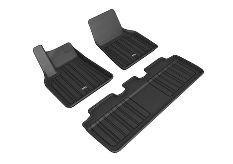 3D MAXpider 2020 - 2022 Tesla Model Y Elitect 1st & 2nd Row Floormats - Black - GUMOTORSPORT