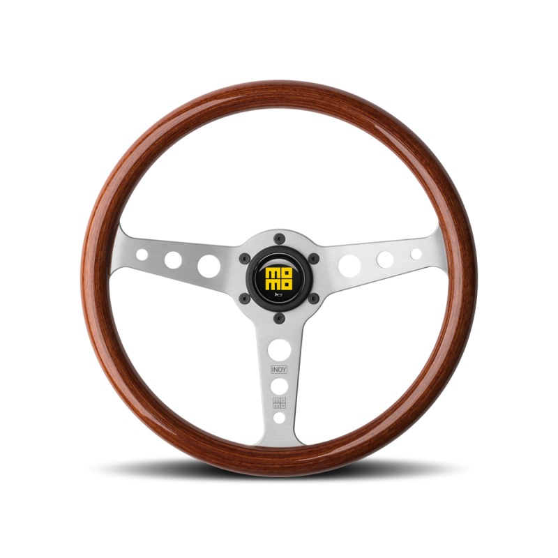 Momo Indy Steering Wheel 350 mm - Magoany Wood/Brshd Spokes