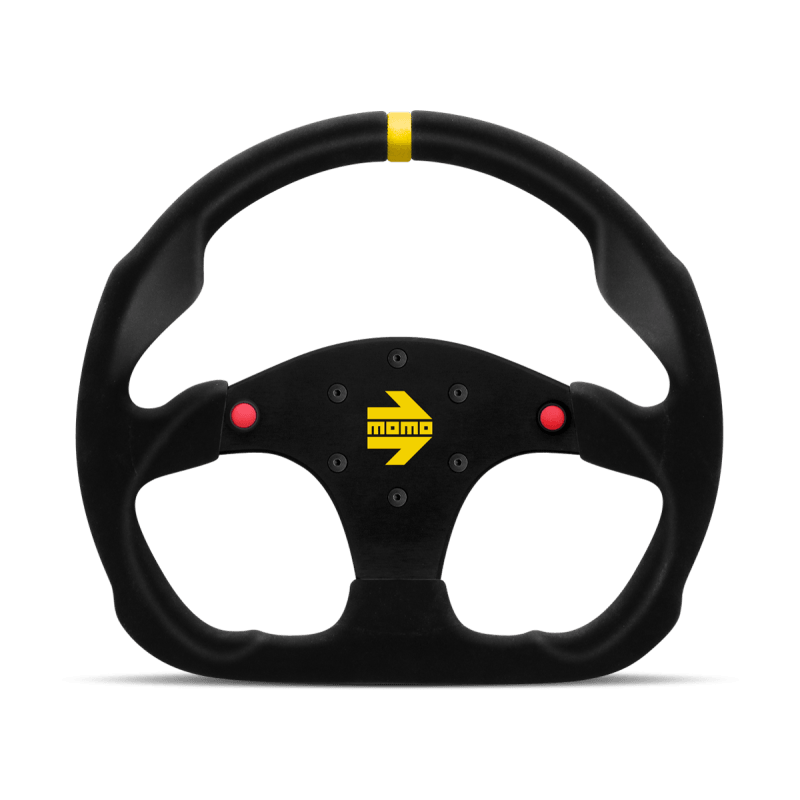 Momo MOD30 Buttons Steering Wheel 320 mm - Black Suede/Black Spokes/1 Stripe - GUMOTORSPORT