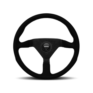 Momo Montecarlo Alcantara Steering Wheel 320 mm - Black/Black Stitch/Black Spokes - GUMOTORSPORT