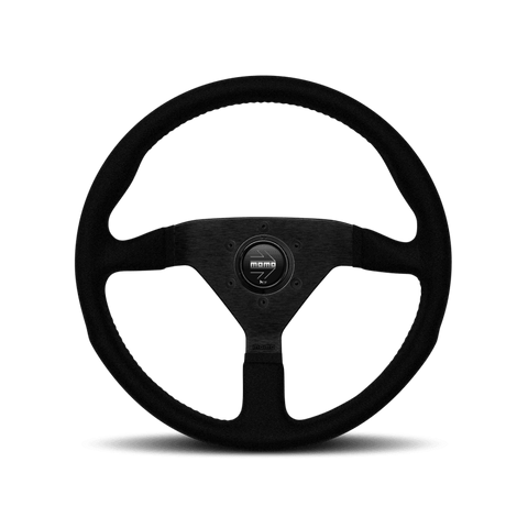 Momo Montecarlo Alcantara Steering Wheel 320 mm - Black/Black Stitch/Black Spokes - GUMOTORSPORT