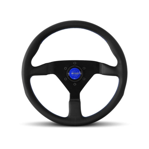 Momo Montecarlo Steering Wheel 350 mm - Black Leather/Blue Stitch/Black Spokes
