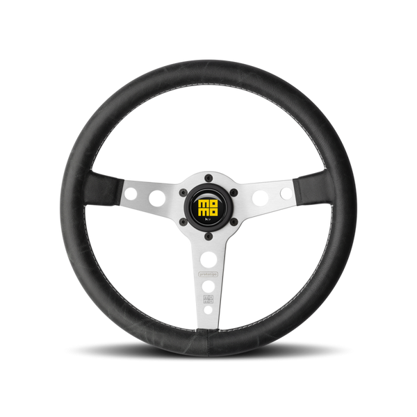 Momo Prototipo Steering Wheel 350 mm - Black Leather/White Stitch