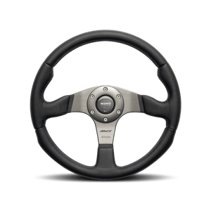 Momo Race Steering Wheel 350 mm - Black Leather/Anth Spokes - GUMOTORSPORT