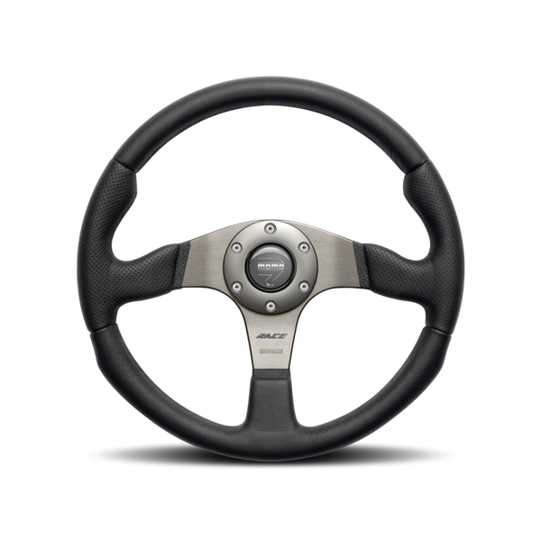Momo Race Steering Wheel 320 mm - Black Leather/Anth Spokes