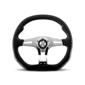 Momo Trek R Steering Wheel - Trek R/350 mm mmeter - Black AirLeather/Brshd Al Spokes - GUMOTORSPORT