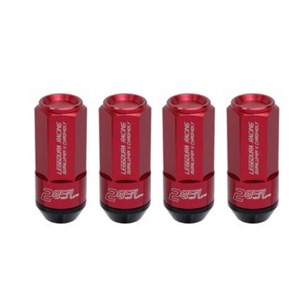 Project Kics Leggdura Racing Shell Type Lug Nut 53mm Closed-End Look 16 Pcs + 4 Locks 12X1.5 Red - GUMOTORSPORT