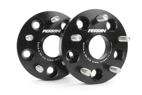 PERRIN Wheel Spacers 5x114.3 20mm Black Pair - Subaru STI 2005+ / WRX 2015+