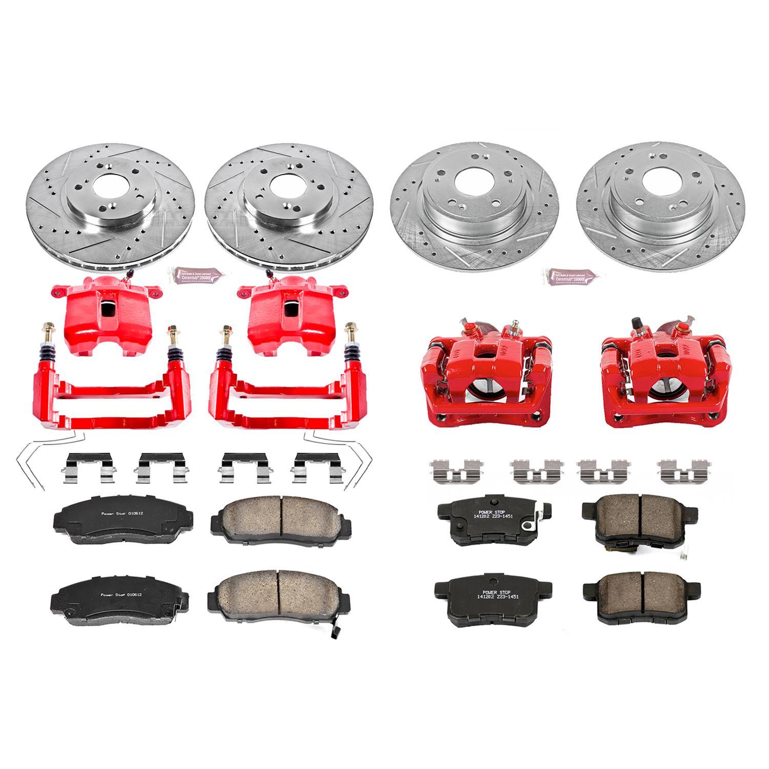 Power Stop 11-14 Acura TSX Front & Rear Z23 Evolution Sport Brake Kit w/Calipers - GUMOTORSPORT