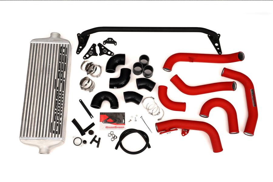 GrimmSpeed Front Mount Intercooler Kit Silver Core w/ Red Piping - Subaru WRX 2015 - 2020 - GUMOTORSPORT