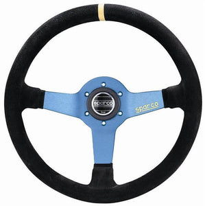 Sparco Monza L550 Black/Blue Suede Steering Wheel - GUMOTORSPORT