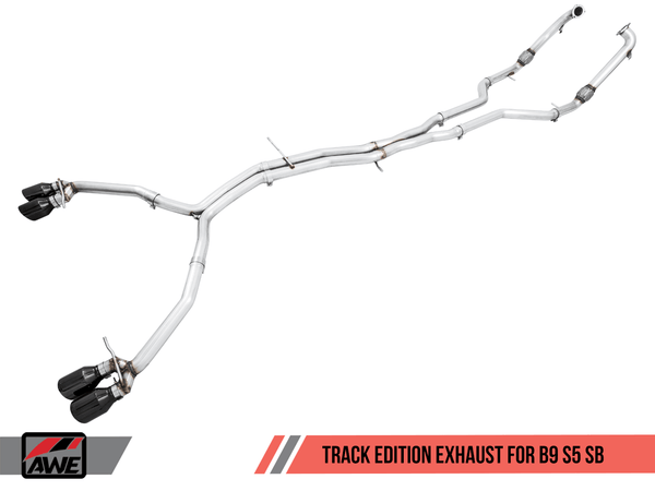 AWE Tuning Audi B9 S5 Sportback Track Edition Exhaust - Non-Resonated (Black 102mm Tips) - GUMOTORSPORT
