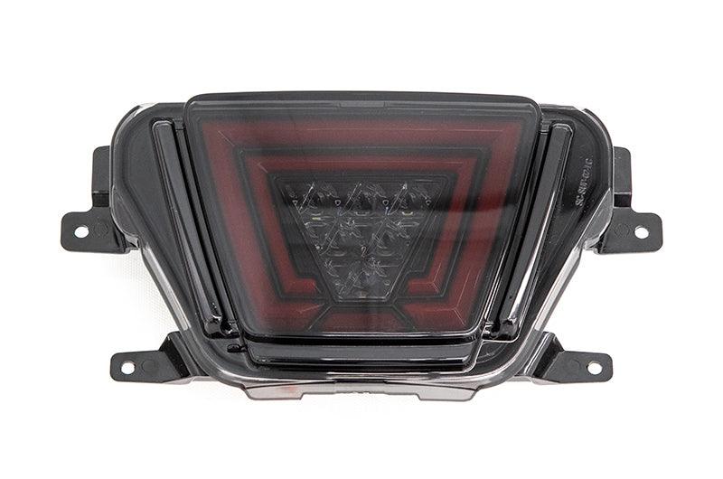 OLM V1 Multifunction Rear Fog Light (Smoke Lens, Gloss Black Base, Red Bar) - 2020+ Supra - GUMOTORSPORT