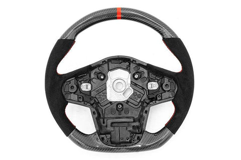 OLM Carbon Pro Steering Wheel Carbon Fiber w/ Alcantara and Red Stripe - Toyota Supra 2020+ - GUMOTORSPORT