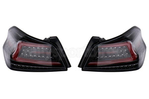 Spec-D Sequential LED Tail Lights Glossy Black Housing w/ Clear Lens and Red LED Bar - Subaru WRX / STI 2015 - 2021 - GUMOTORSPORT